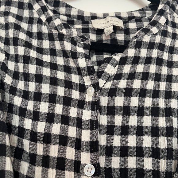 Lucky Brand gingham sleeveless button-down top, black and white, size XS - Picture 4 of 6